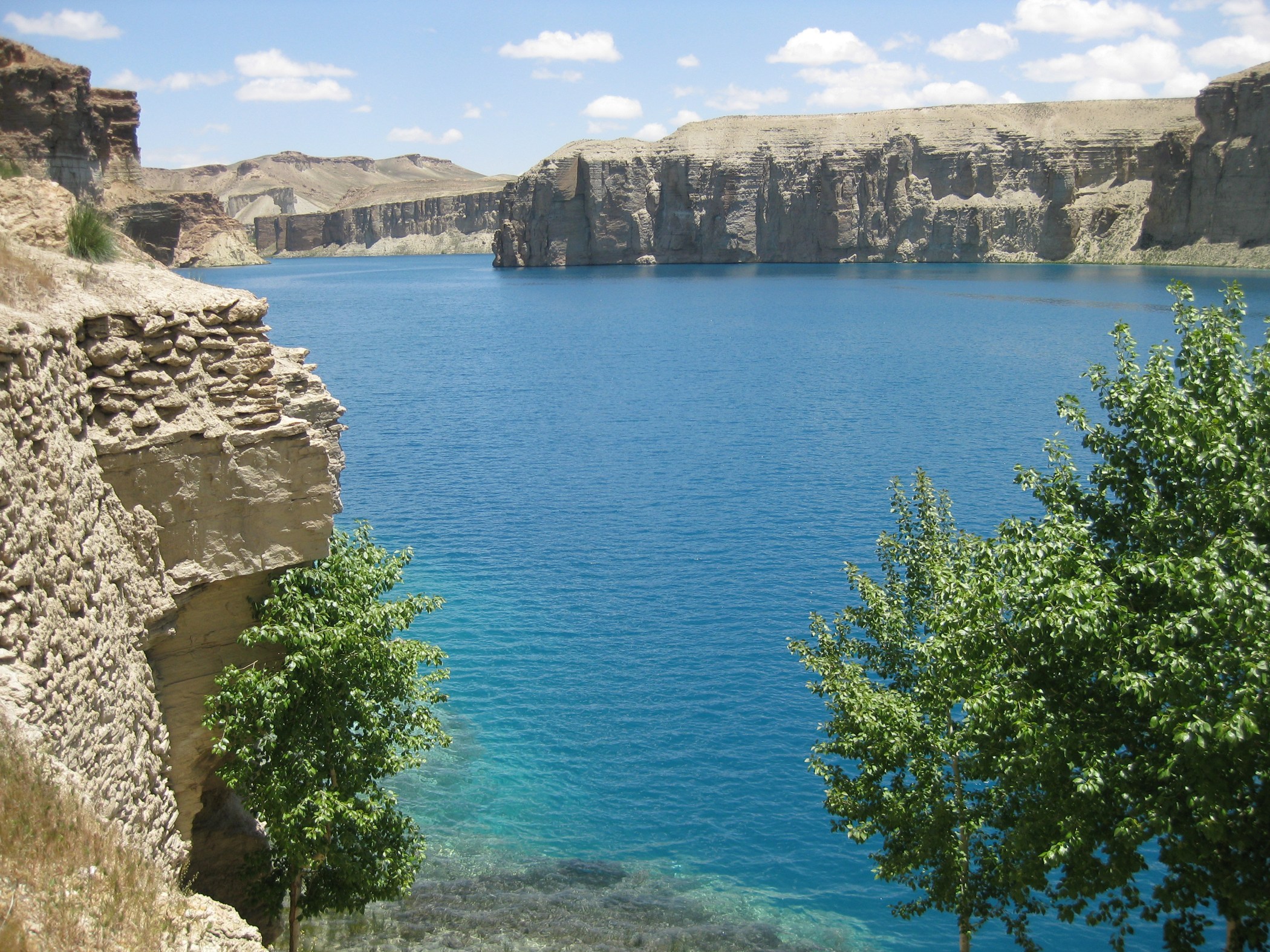The blue waters and limestone cliffs of Band-e Amir National Park in Afghanistan