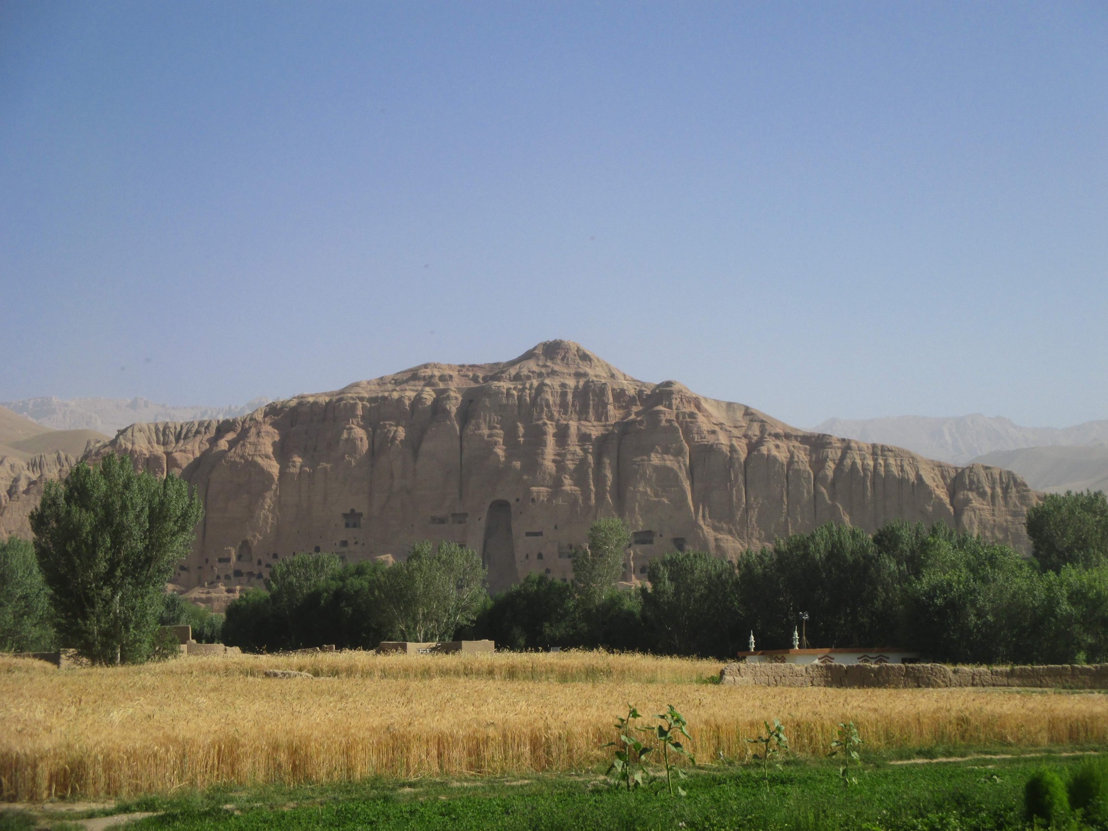 Farming landscape beneath the cliffs of Bamyan