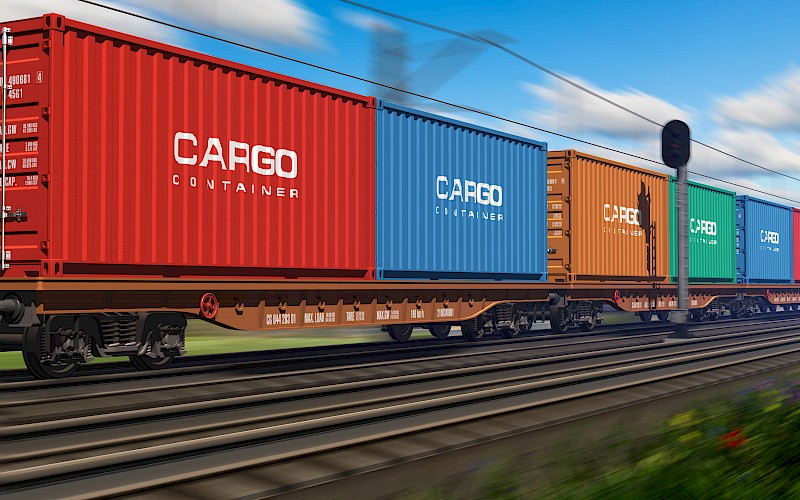 freight train with cargo containers